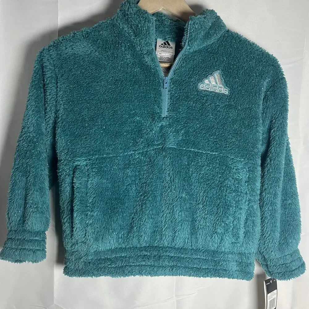 Adidas 1/2 Zip Pullover Hoodie Arctic Fusion Girls XS 6/6X NWT